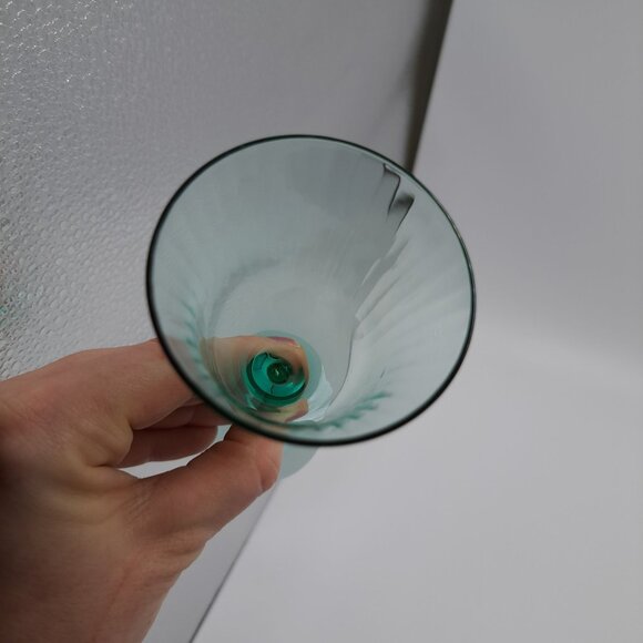 Vaseline Uranium Green Depression Glass Optic Panel Stemware Cocktail Glass - Picture 16 of 16